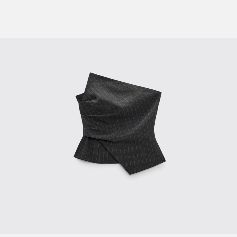 Zara Pinstripes Corset Top, Gray - Size Medium